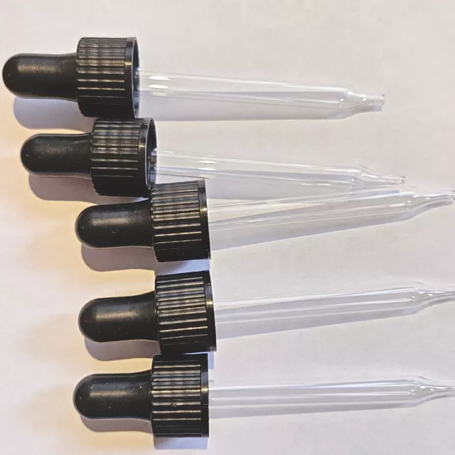 Lot de 5 Compte-Gouttes Pipette en Verre DIN18, 30 ml / Top Qualité *Neuf*