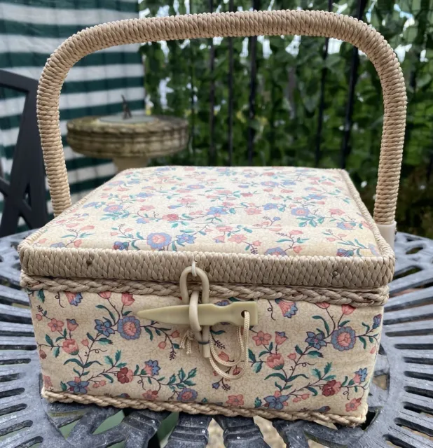 Vintage  Sewing Basket With Carrying Handle