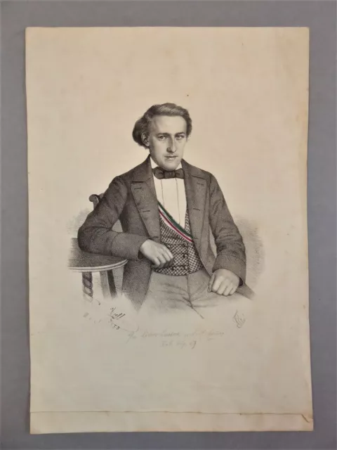 Portrait Lithografie Student Studentika Burschenschaft Verbindung 1858