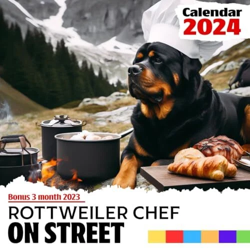 ROTTWEILER CHEF ON Street Calendar 2024 Jan 2024 to Dec 2024 Bonus 3