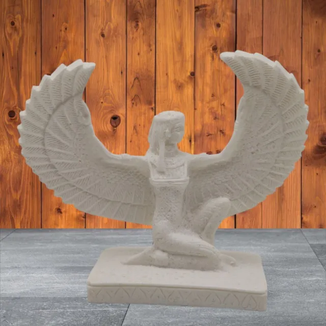 Winged Isis Ancient Egyptian Antique Statue Goddess White Stone Bazareg