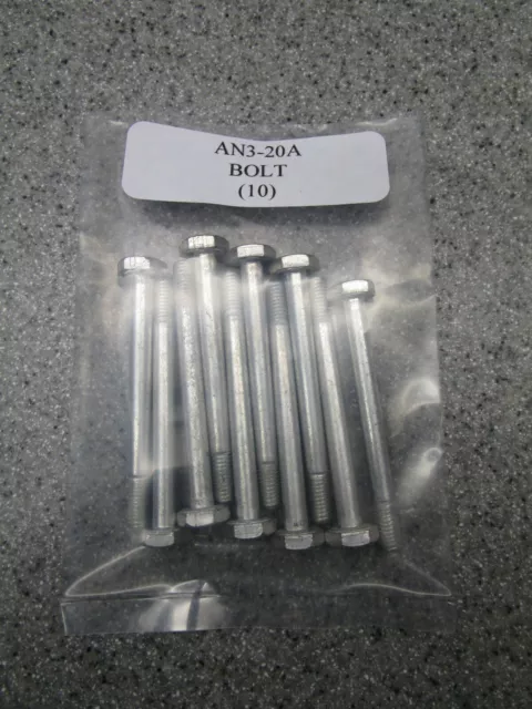 AN3-20A Hex Bolt 10-32 x 2-1/32" Steel - Lot of 10