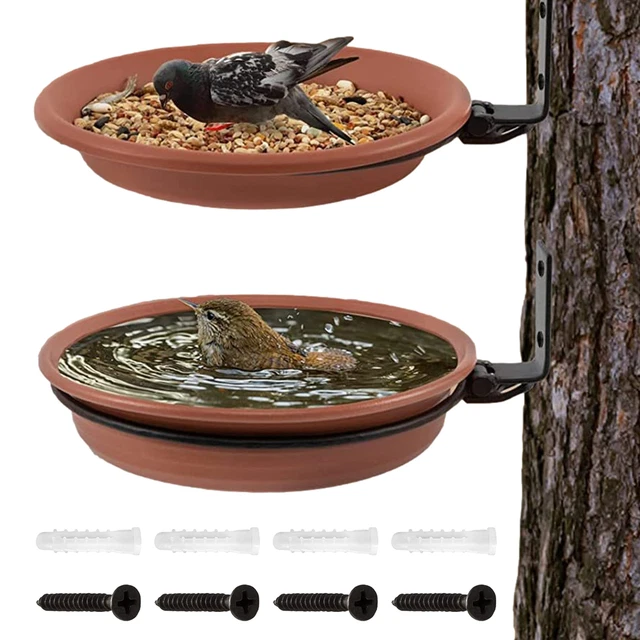 Wall Hanging Bird Feeder Bowl Tree Mounted Bird Bath Spa Include 2 Bird Trays