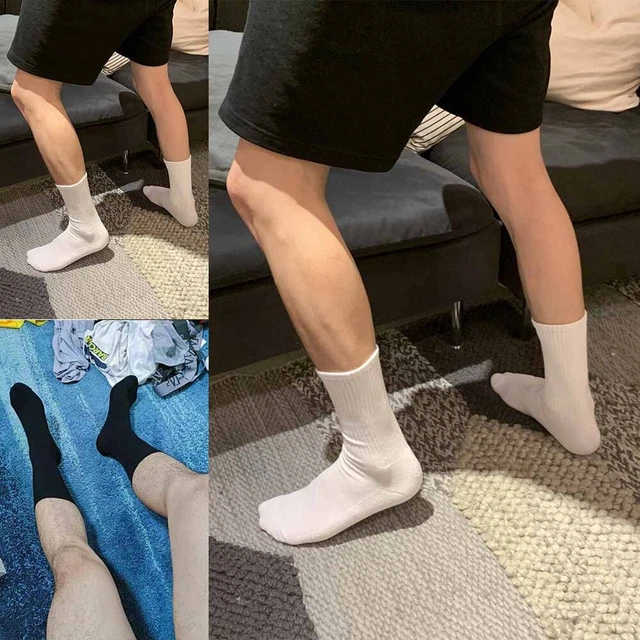 Paire 1 équipage sportif chaussettes hommes chaussettes bas de sport simples tr