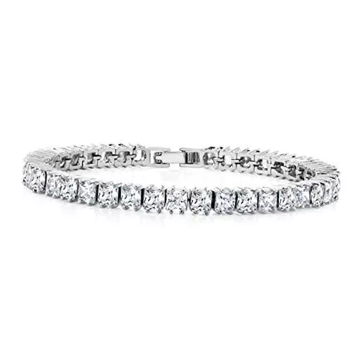 Princess Cut Cubic Zirconia Classic Tennis Bracelet for Women (15.00 White