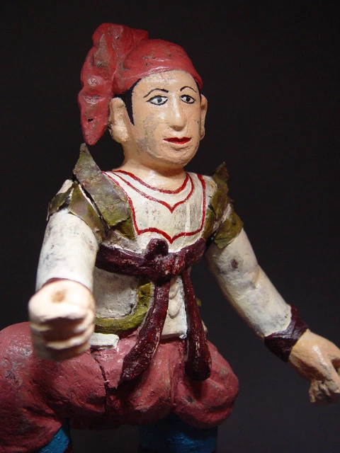 ANTIQUE BURMESE MANDALAY THEATRICAL MALE FIGURE, WOOD ELEMENT. MYANMAR 19th C. 4