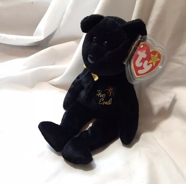 1998 Ty Beanie Babies The End Black Bear LAST ONE Stuffed Animal Plush