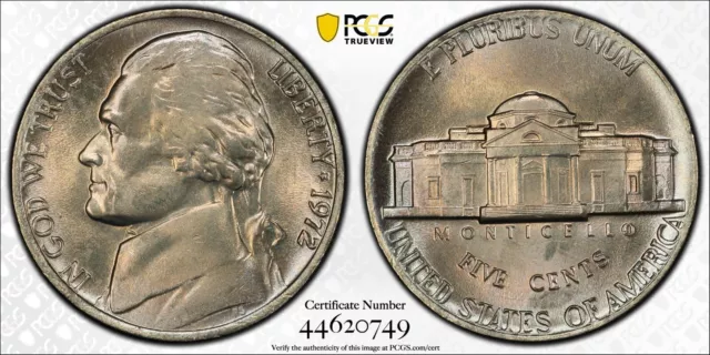 USA 1972 5C Jefferson Nickel - MS66 PCGS