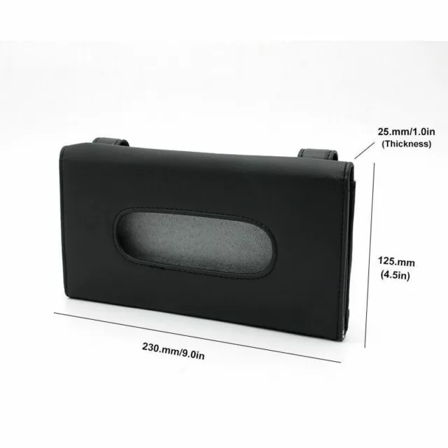Auto Car Sun Visor Napkin Paper Tissue Box/ Holder Accessories Black Pu Leather 2