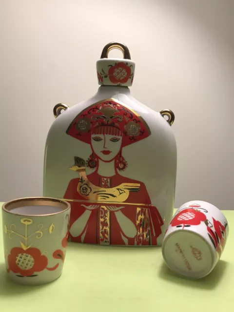 Old Original Empire Porcelain Lomonosov Vodka Set For Two Soviet Era Decanter