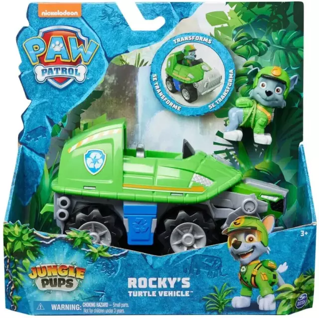 2024 PAW PATROL Jungle Pups ROCKY'S TURTLE VEHICLE & FIGURE Transforms