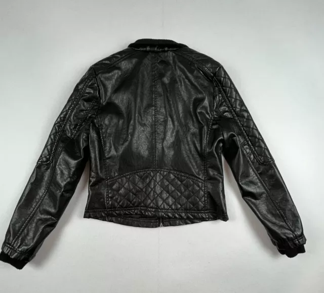 Wet Seal Black Faux Leather Jacket Juniors L Long Sleeve Casual Posh Cool 3