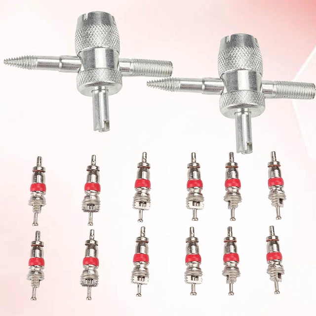 Kit De Réparation De Valves Pour Pneus – 5 Outils – Clés Simple/double Tête, Extracteur 4 Voies – Pour Voiture, Moto, Vélo