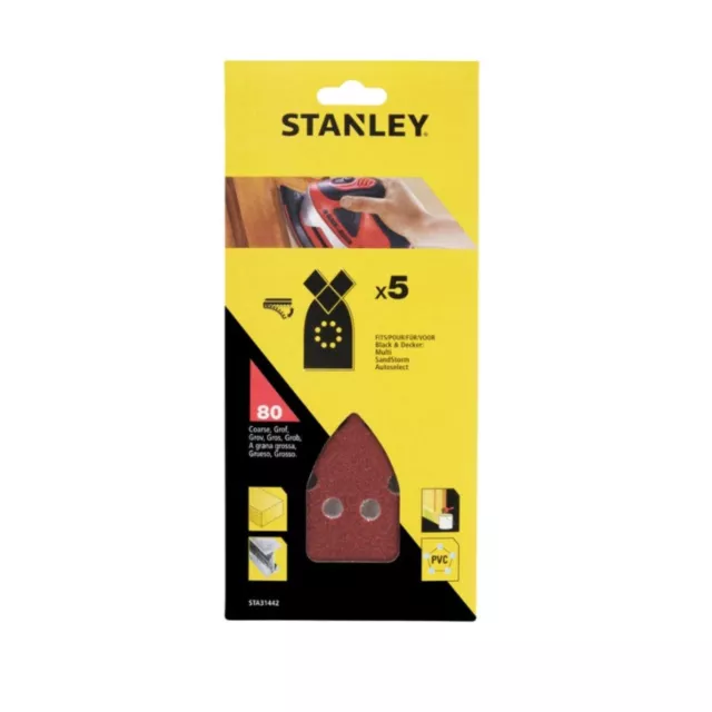 13239689 Set 5 Fogli in velcro per multilevigatrice Grana 80 - Stanley