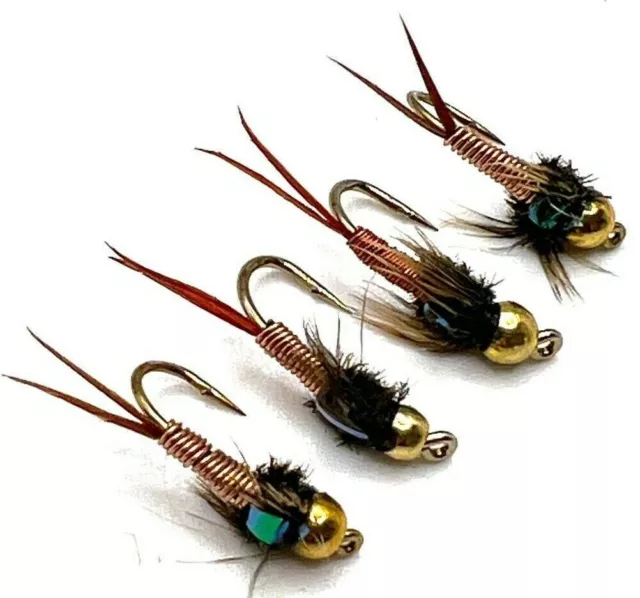 Trout Fly Fishing Flies COPPER JOHN FLASHBACK G.HEAD NYMPH BARBED or BARBLESS