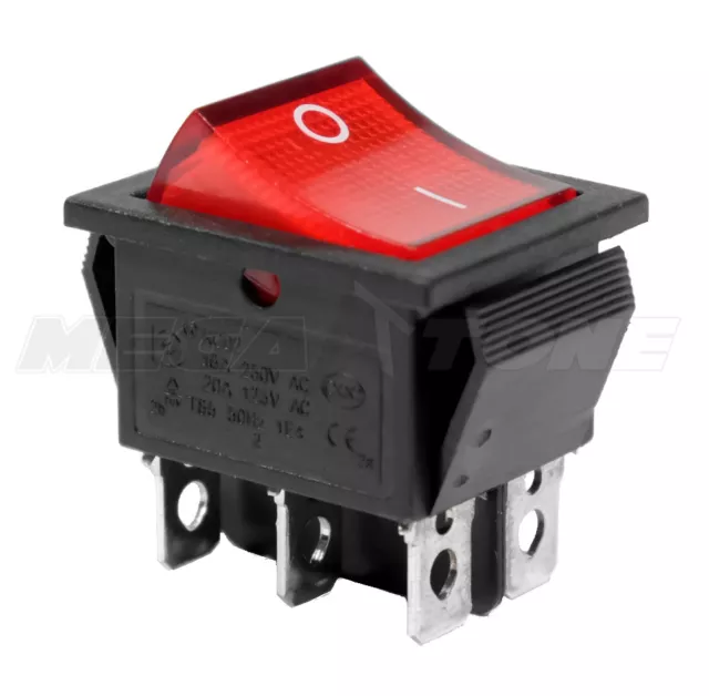 DPDT ON-ON Rocker Switch w/RED Neon Lamp KCD2 16A/250VAC - USA SELLER!!!