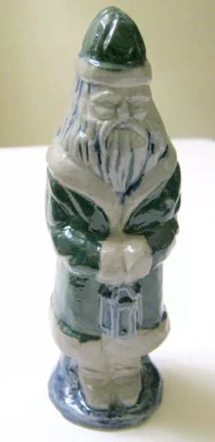 ROWE POTTERY Hand Crafted Salt Glaze 5 1/4" SANTA CLAUS w/LANTERN FIGURINE