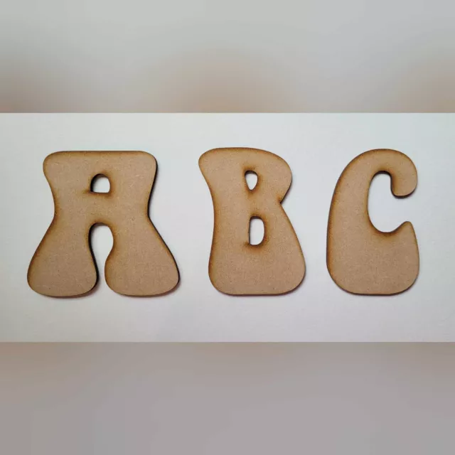 Large wooden Letters MDF 1970's Groovy Bubble Font 10-60cm 6mm Thick Sign Craft