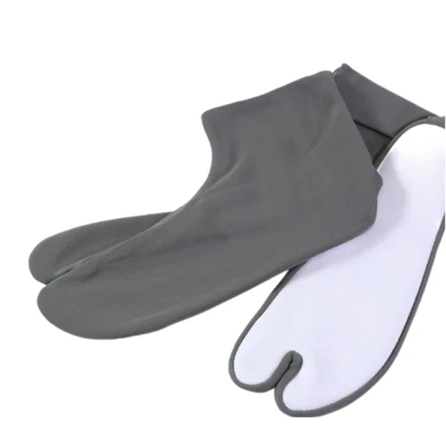 Japanese made men's color stretch tabi socks, nylon, kimono, 26.5-27cm, gray