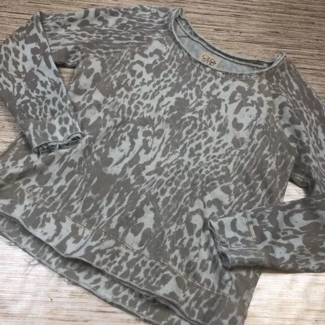 Q-165 Chaser Raw edge pullover Sweatshirt Mint ANIMAL PRINT sz1x nwot