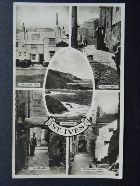 Cornwall ST. IVES 5 Image Multiview - Old RP Postcard by Harvey Barton
