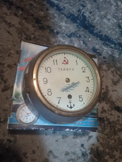 Vintage Russian Typhoon submarine clock made in Russia Parts Not Working