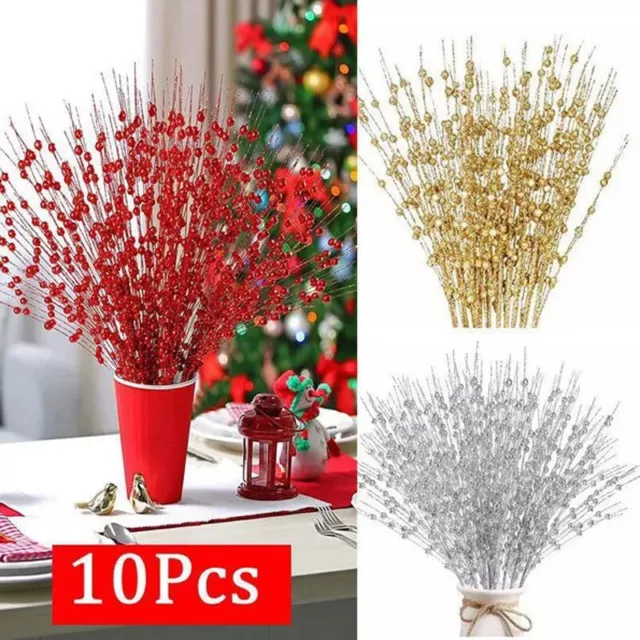 Artificial White Berries Stems Christmas Berry Branch Flower Snow Tree  Decor UK