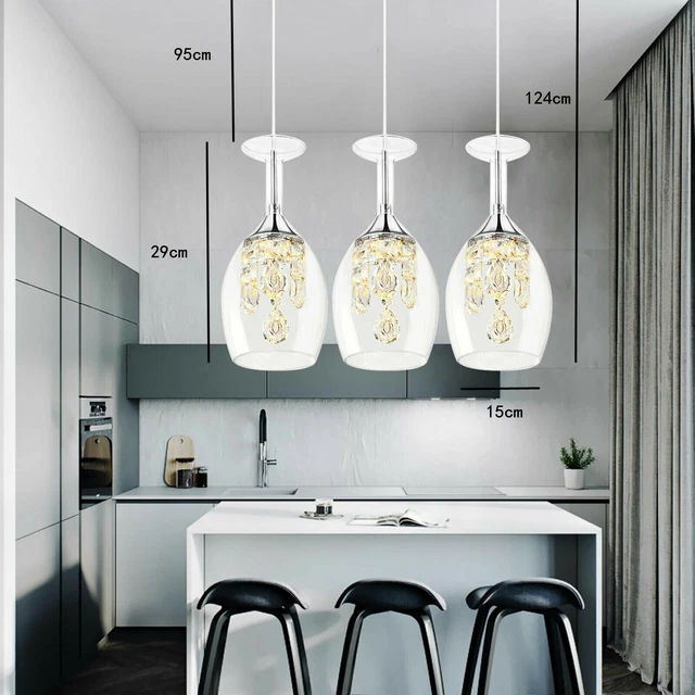 Wine Glass Crystal Pendant Light Dining Room Chandelier Modern LED Ceiling Light