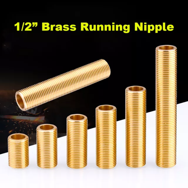 1/2 Inch BSP Long Brass Running Nipple | Threaded Plumbing Fitting