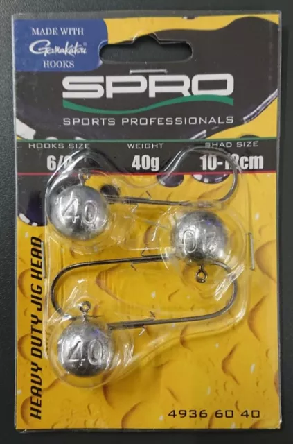 Spro Gamakatsu HD Jighead Jig 90 6/0 40g 3 Stück Gamakatsu Rundkopf