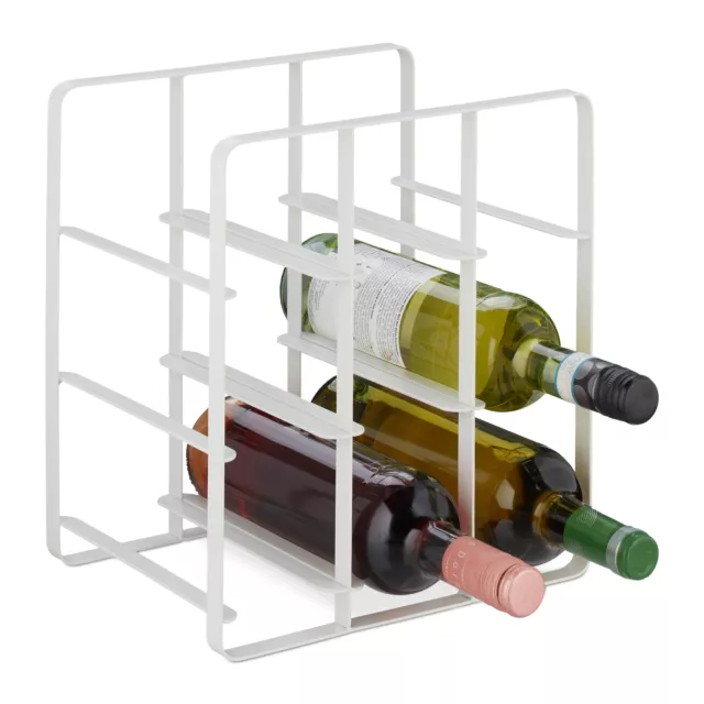 Botellero metal 9 botellas Mueble de vino blanco Vinoteca encimera Estante vinos