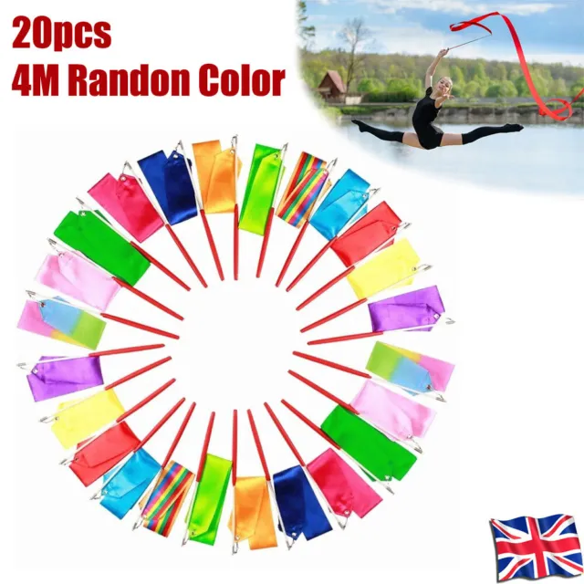 20Pcs Colorful Gym Dance Twirling Ribbon Rhythmic Art Gymnastic Streamer 2/4M