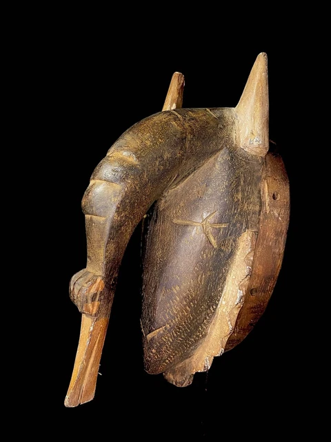 carved wood tribal mask african Carved wooden art Guro Elephant I Mask -6388