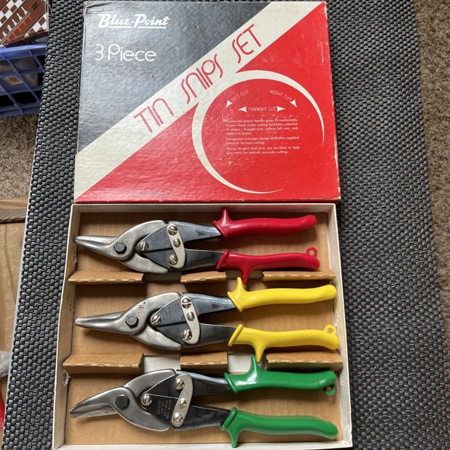 Vtg Blue Point 3 Piece Tin Snip set DAS30 In Original Box NICE !!