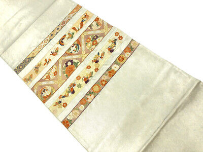 6395541: Japanese Kimono / Antique Fukuro Obi / Woven Mandarin Duck & Butterfly