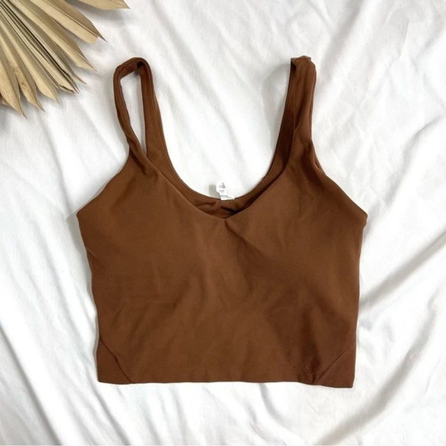 Lululemon Athletica Align Roasted Brown Cropped Nulu Yoga Padded Tank Top Size 6