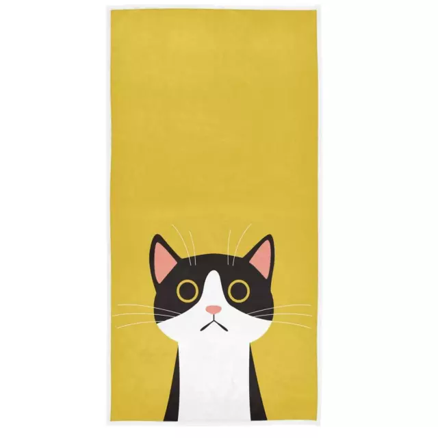 Funny Cat Face Hand Bath Towel Shower Towels Yellow Fingertip Bathroom Towel ...
