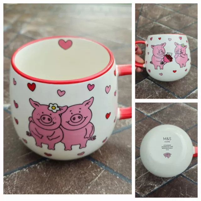 M&S Percy Pig & Penny Pink Hearts Cup Mug Love Valentine Ltd Edition RARE