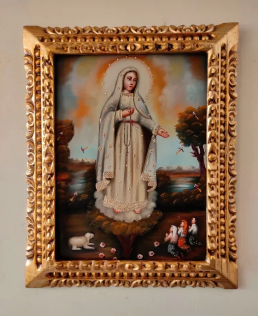 Our Lady of Fatima, Virgin of Fatima, Original oil painting, Framed wall art