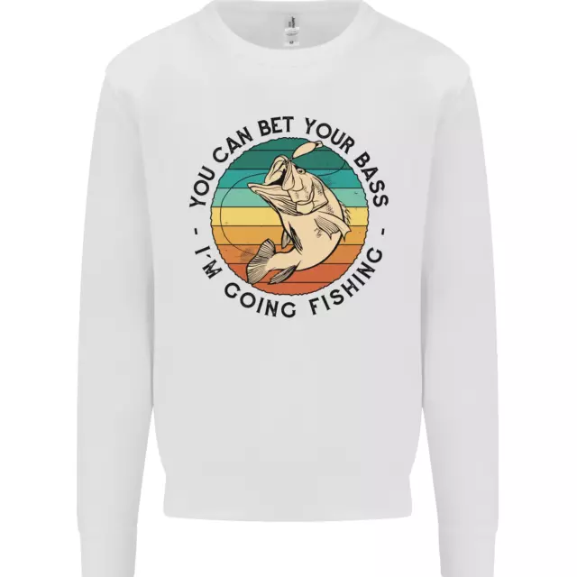 Funny Fishing Bet Your Bass Im Going Fisherman Kids Sweatshirt Jumper