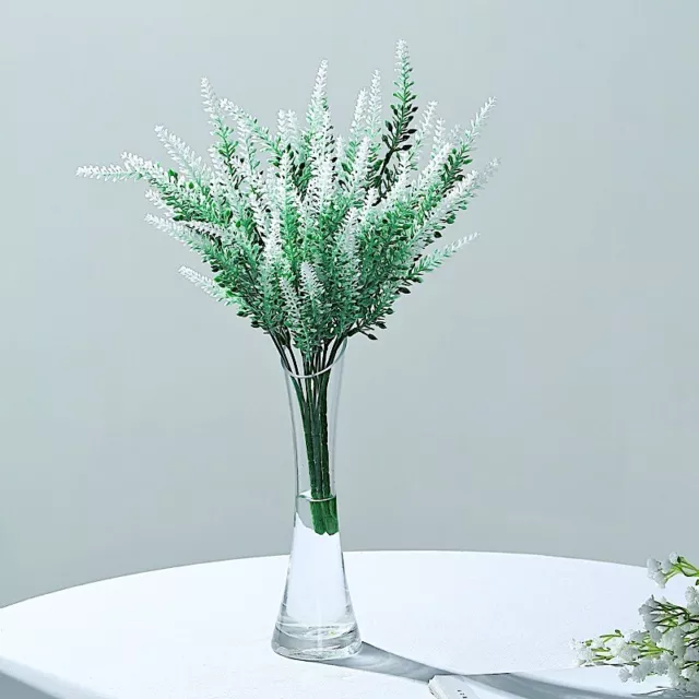 4 GREEN WHITE 14" tall Faux LAVENDER FLOWER BUSHES Wedding Party Decorations