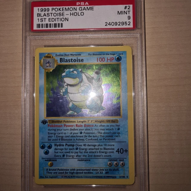 1999 Pokémon Card 1st Edition - Blastoise 2/102 - HOLO - PSA 9