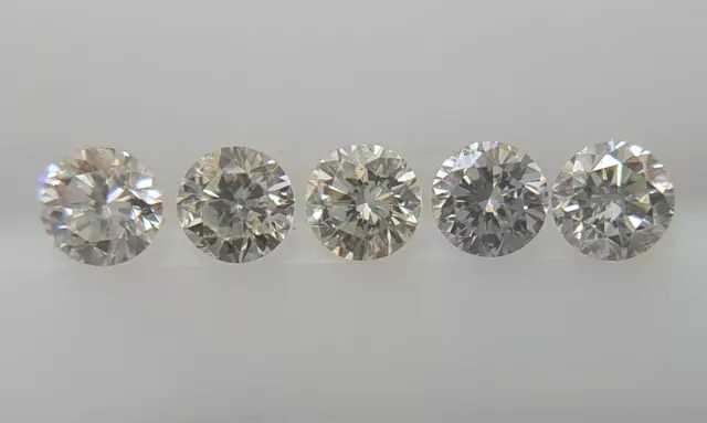 5pc 2.2mm SI Clarity I Color Natural Loose Real Brilliant Cut Diamonds Good Fire