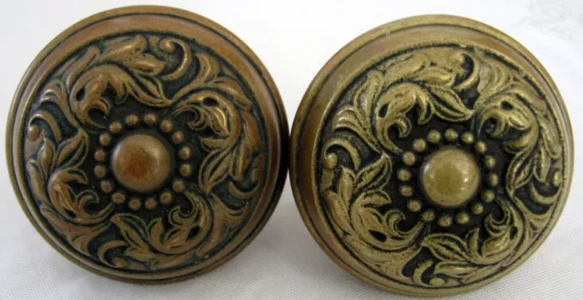 Vintage Fancy Brass Eastlake Door Knob Set Art Noveau