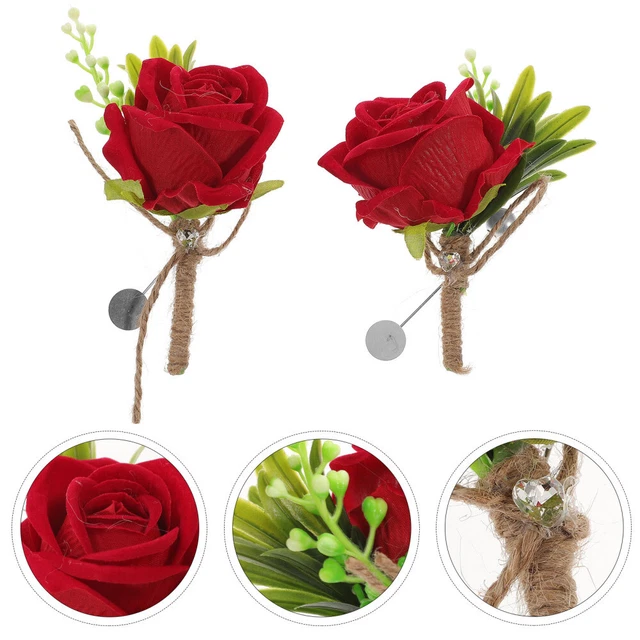 2 Pcs Wrist Flower Wedding Photographic Props Boutonniere Men Flowers