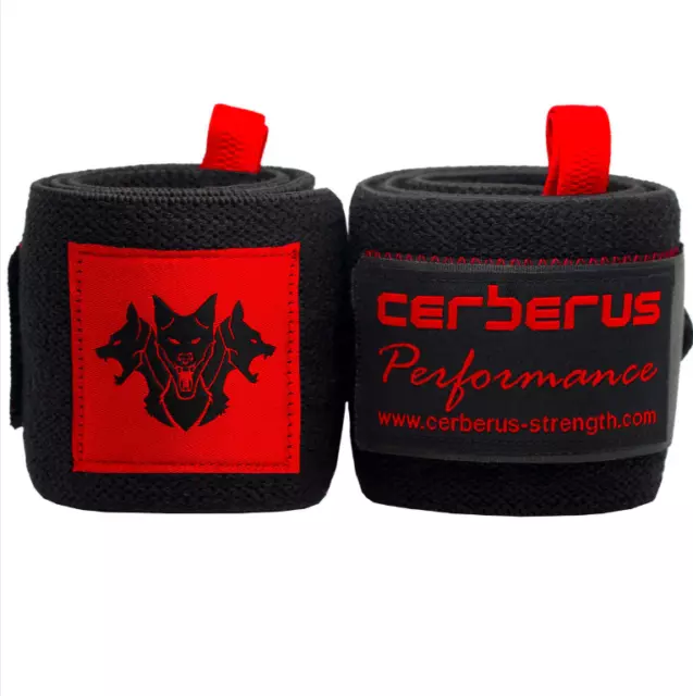 CERBERUS Strength Performance Wrist Wraps (Pair) 24" Weight lifting, Gym Straps