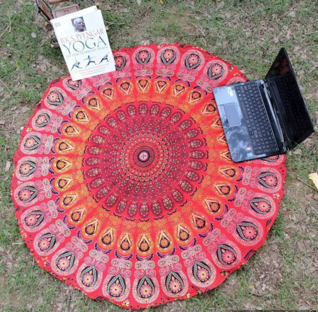 mandala hippie nappe ronde bohème jet tapisserie plage indien jet tapis de yoga