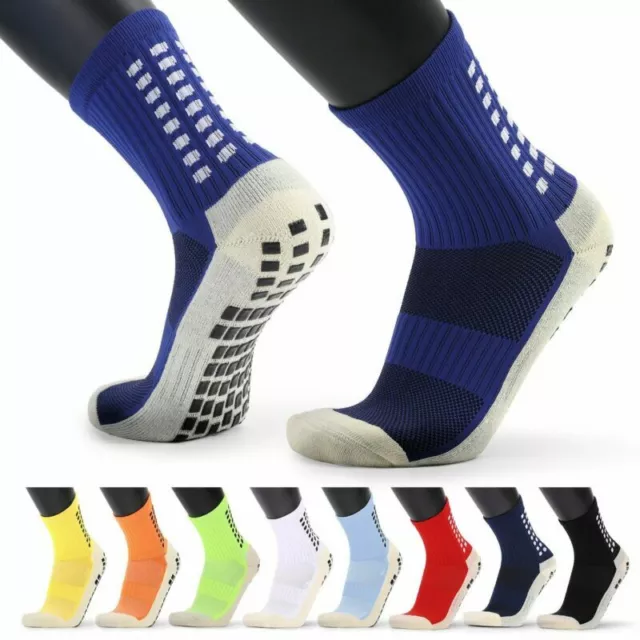 3 Pairs Men's Anti Slip Football Soccer Socks Non Slip Grip Pads Sports Socks