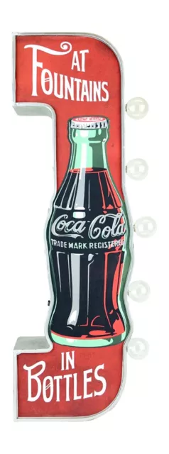 Coca-Cola Metal LED Bulb Wall Sign 25” Coke Bottle Shaped Double Sided Marquee 3