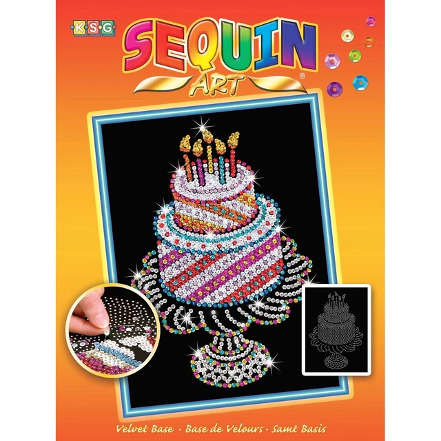 Geburtstagstorte Paillettenbild Sequin Art 28x37cm - Kuchen Bastelset Cup Cake